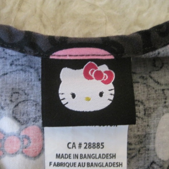 Hello Kitty Mock Wrap Scrub Top - Picture 5 of 7